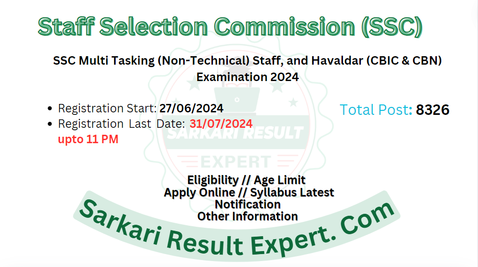 SSC MTS Multi Tasking Non Technical Staff and Havaldar Recruitment 2024